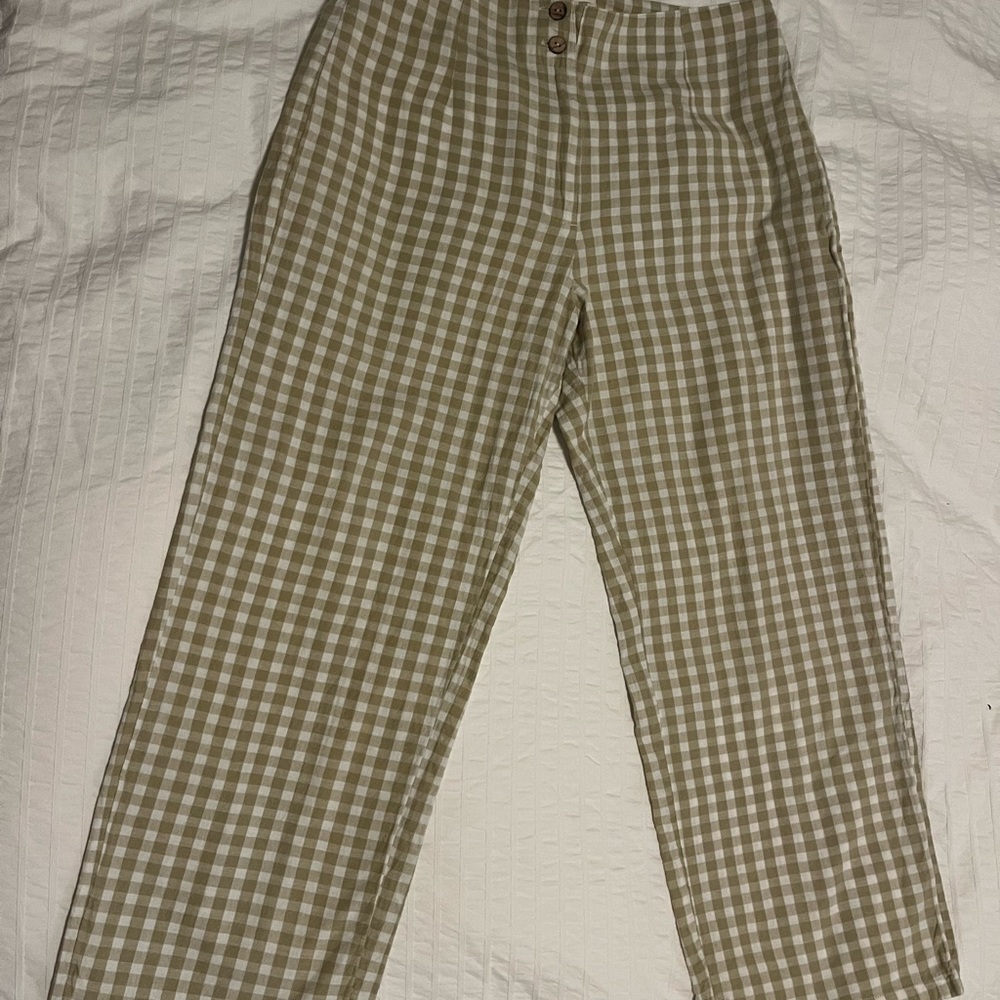 Billabong Tan and White Checkered Pants